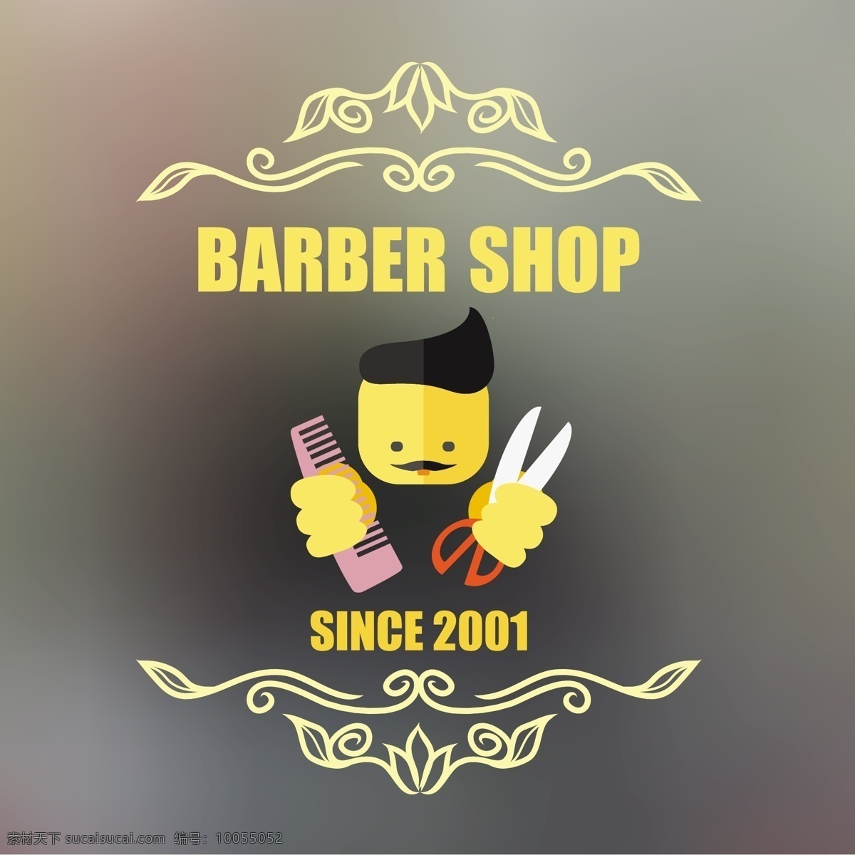 理发 理发师 理发图标 剪刀 梳子 理发店 花纹 花边 理发店图标 理发店标志 logo 美容院 剪发 矢量 标志图标 网页小图标