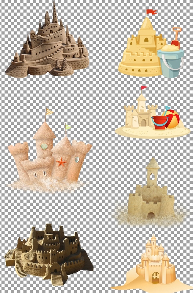 沙堆城堡图片 沙滩 沙堆 城堡 手绘 卡通 堆砌 沙堡 免抠 无背景 免抠图 抠图 元素 透明 通道 png免抠图 分层