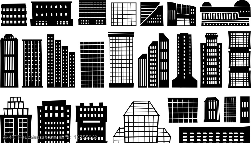 楼房剪影图片 建筑剪影 城市 剪影 建筑图标 功能性建筑 城市建筑 建筑素材 黑白 高楼大厦