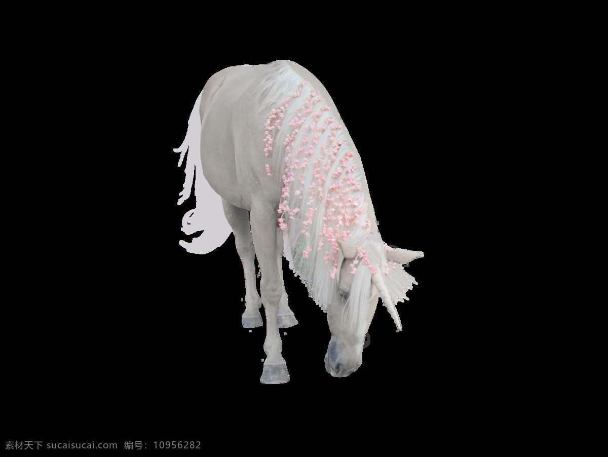 手绘 匹 低头 独角兽 透明 白色 逼真 粉红色 免扣素材 生动 水彩 透明素材 装饰图案