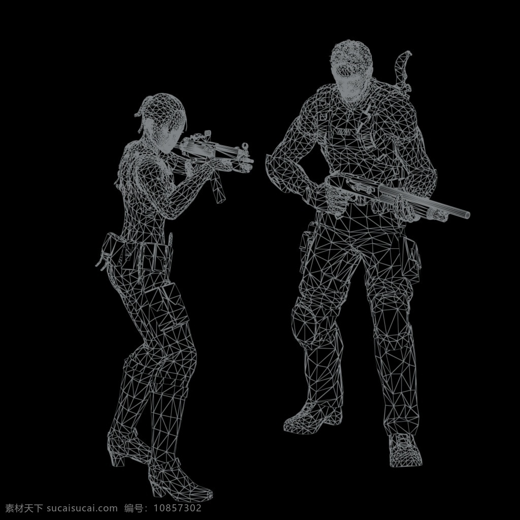 游戏人物 3d 模型 3d设计模型 3d素材 max 角色 枪支 人物 游戏 源文件 max格式 其他模型 3d模型素材 其他3d模型