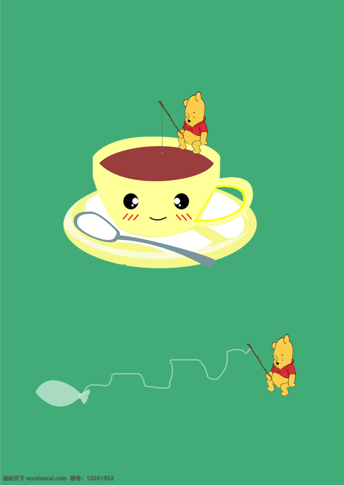 钓鱼 动漫动画 咖啡杯 可爱 小熊 创意 茶叶 设计素材 模板下载 创意茶叶 创意茶叶包