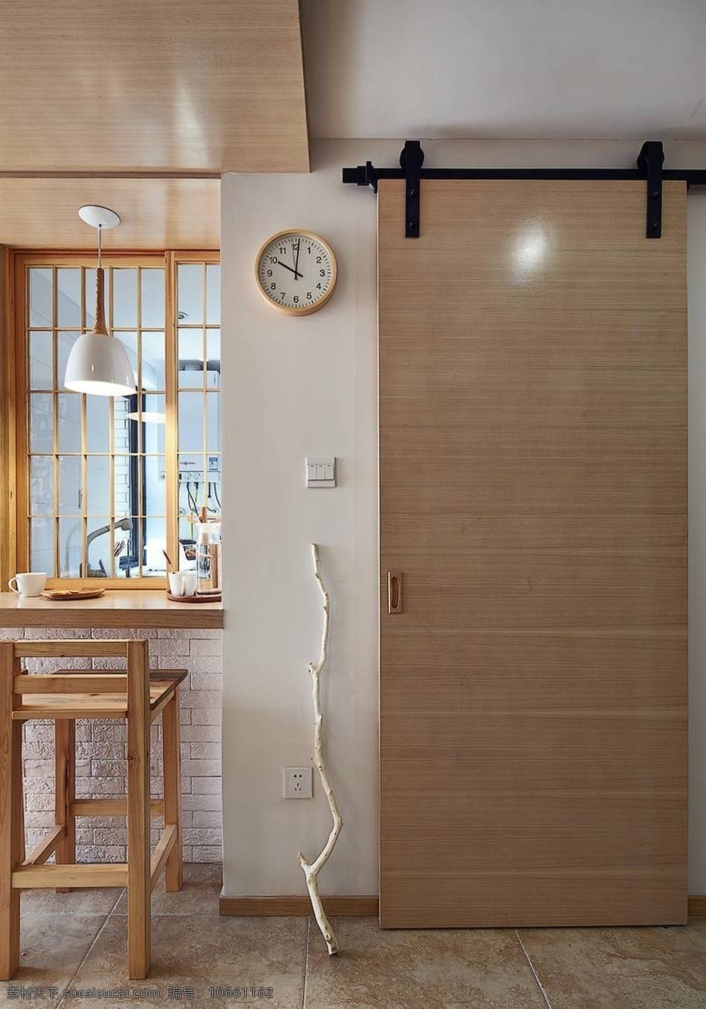 简约 风格 过道 实木 移门 效果图 现代 厨房 白色 餐桌
