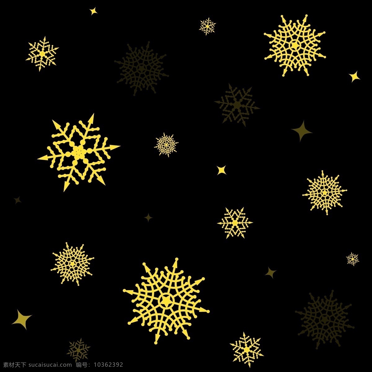 金色 矢量 圣诞 漂浮 雪花 元素 金色雪花 圣诞雪花 雪花元素 雪花漂浮
