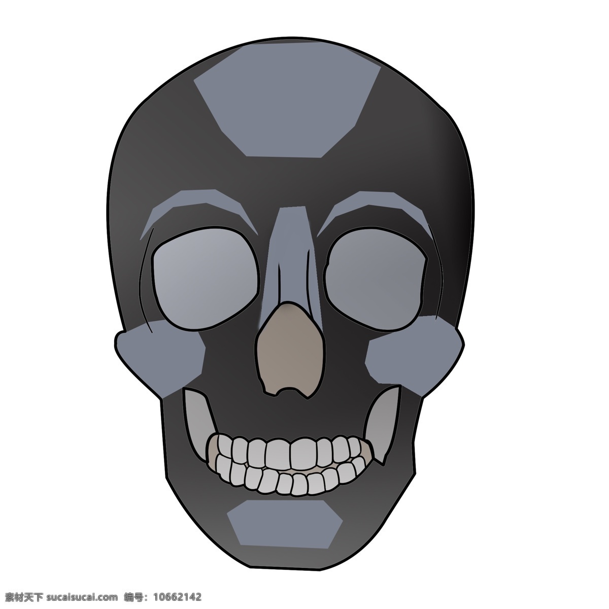 黑色 人体 骷髅 头 插图 黑色的头骨 人体器官 人体头骨 身体器官 创意头骨 装饰骷髅头 卡通 插画
