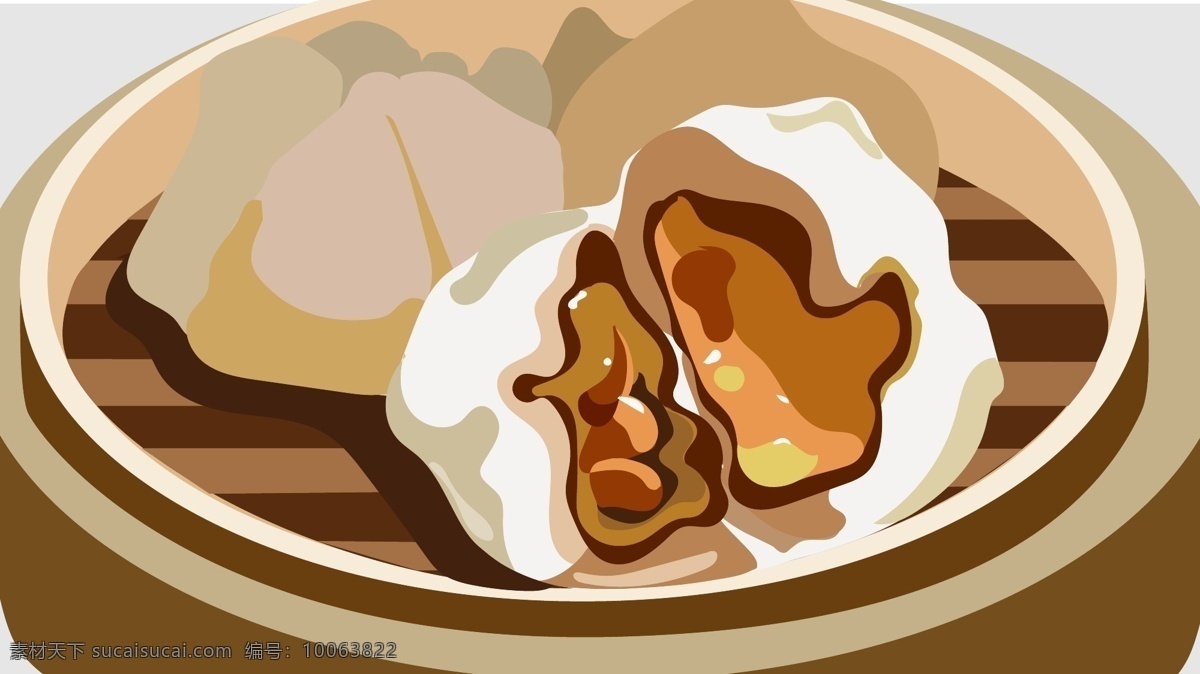 叉烧 包 美食 矢量 插画 广州 广东 包子 美味 叉烧包 肉 蒸炉 诱人可口 口水