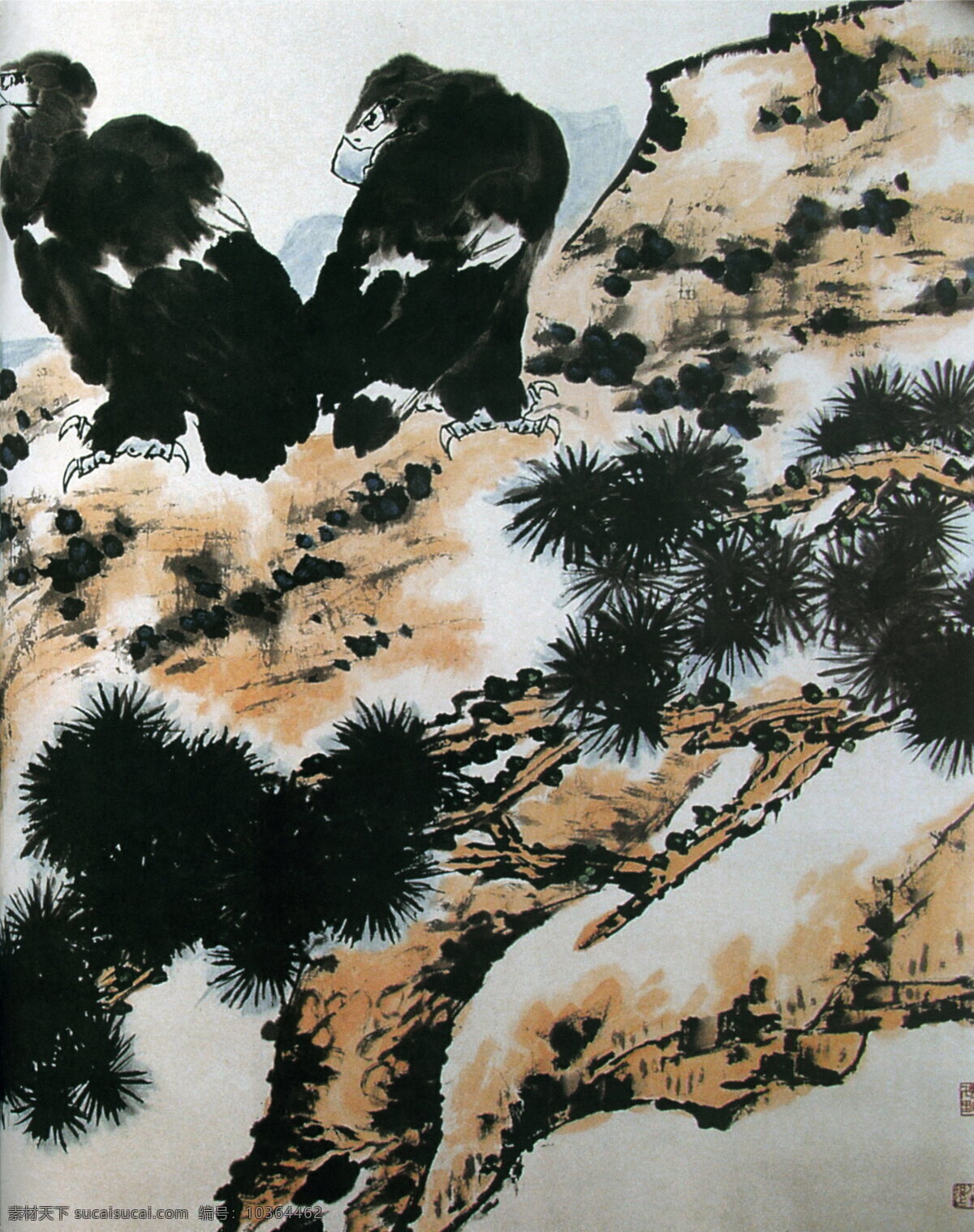 远瞩山河壮 李苦禅 花鸟国画 水墨画 古画 中国画 设计素材 花鸟画篇 中国画篇 书画美术 黑色