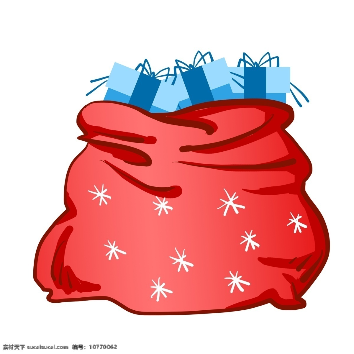 手绘 雪花 礼物 袋 插画 红色 送礼 红色礼物袋 蓝色礼物盒 插图 礼物袋子 手绘礼物袋