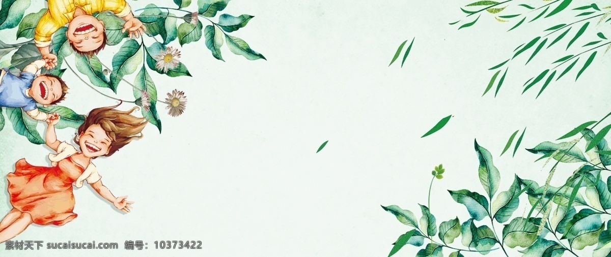 春季 手绘 花草 春天 广告 背景 芭蕉 春季促销 春季换新 卡通 绿叶 绿植 鸟 生机