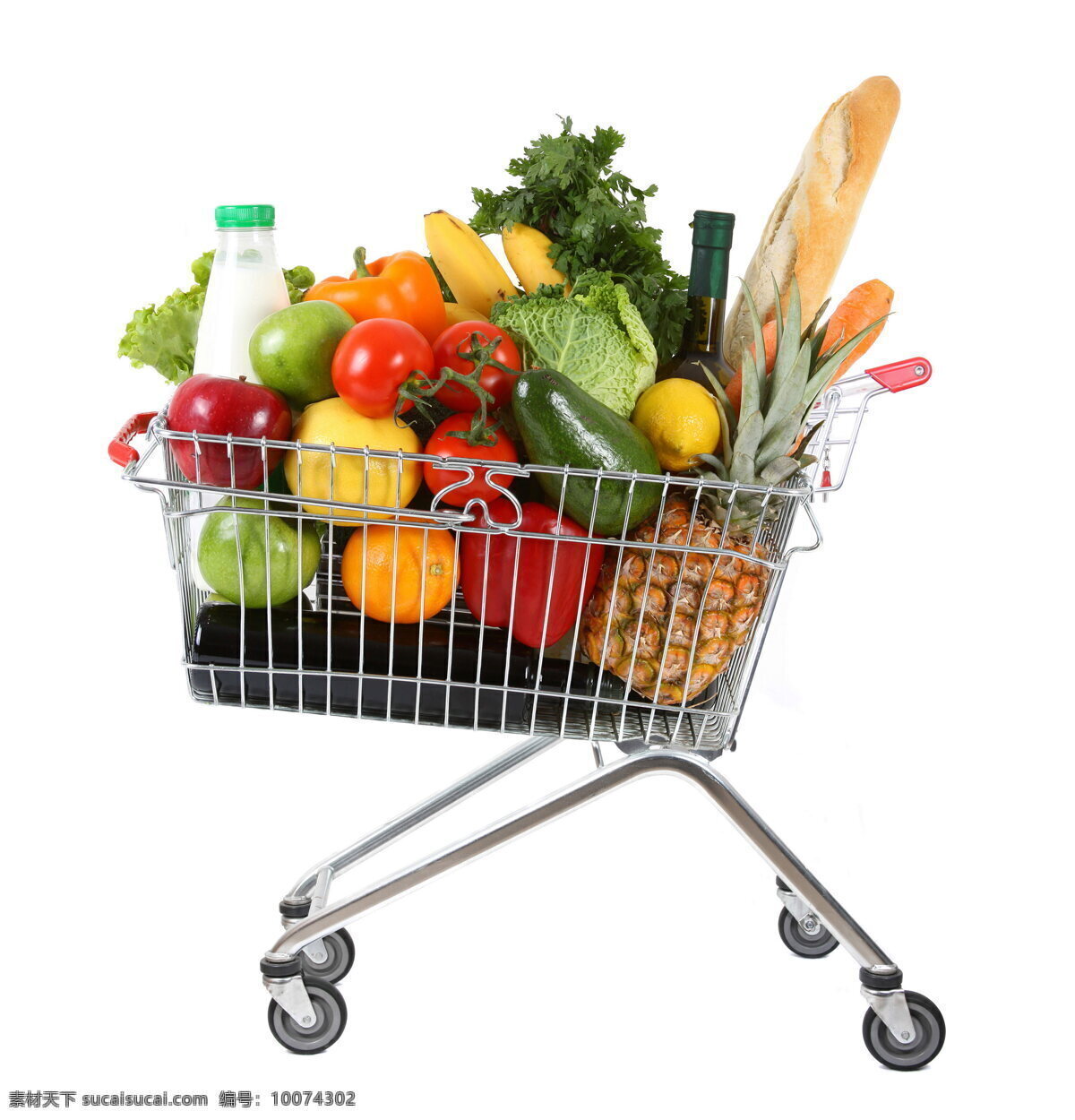 满满 超市 购物车 高清 蔬菜 饮品 青菜 番茄 香蕉