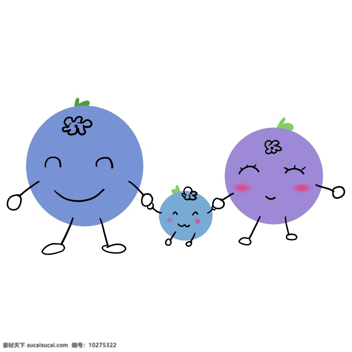 一家 三口 萌 翻 可爱 蓝莓 扁平 萌翻 叶绿素 两个 香甜 酸酸的 装饰 贴画 免扣 文件