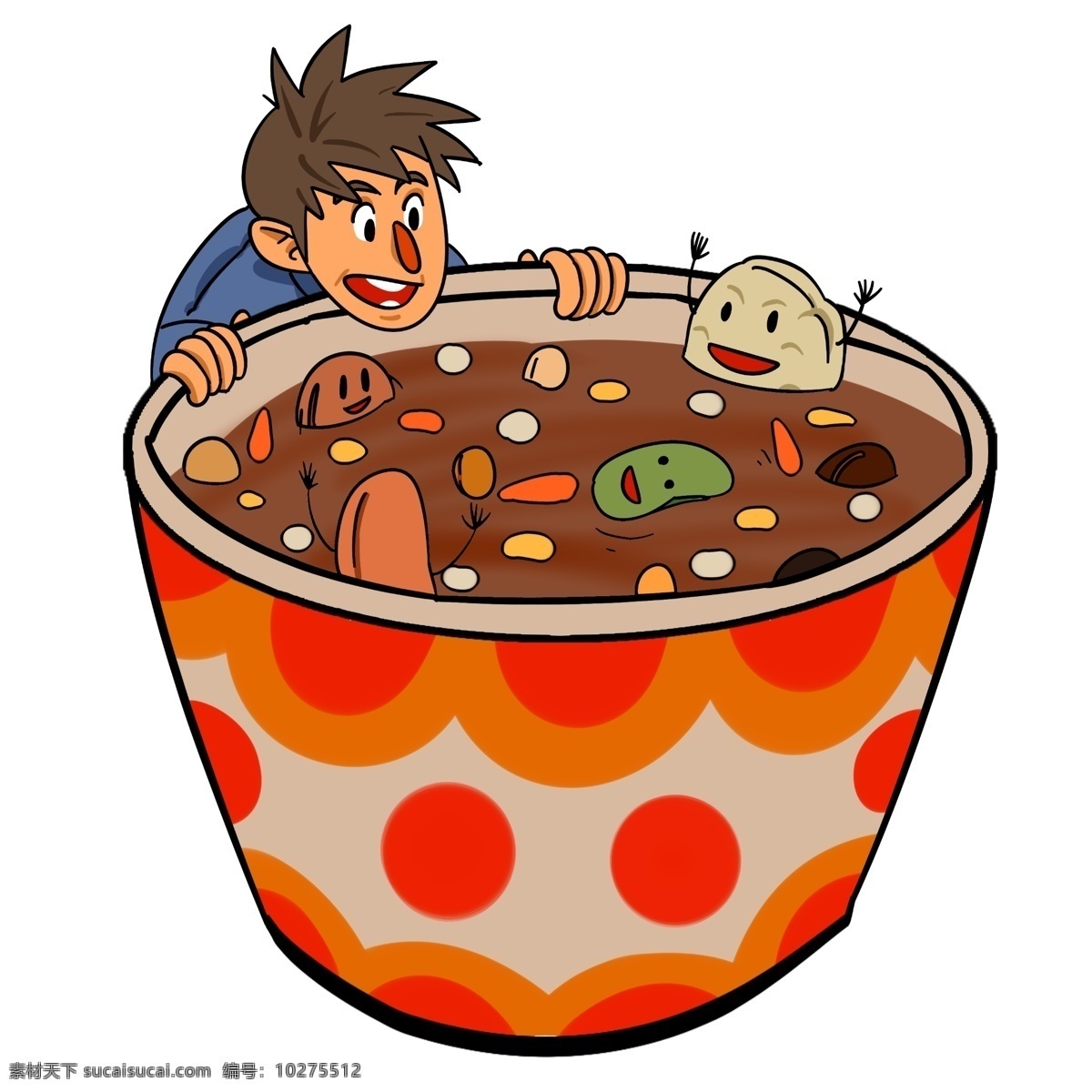 手绘 美味 腊八粥 插画 卡通人物 腊八节 五谷杂粮 一碗腊八粥 美味腊八粥 腊八粥插图
