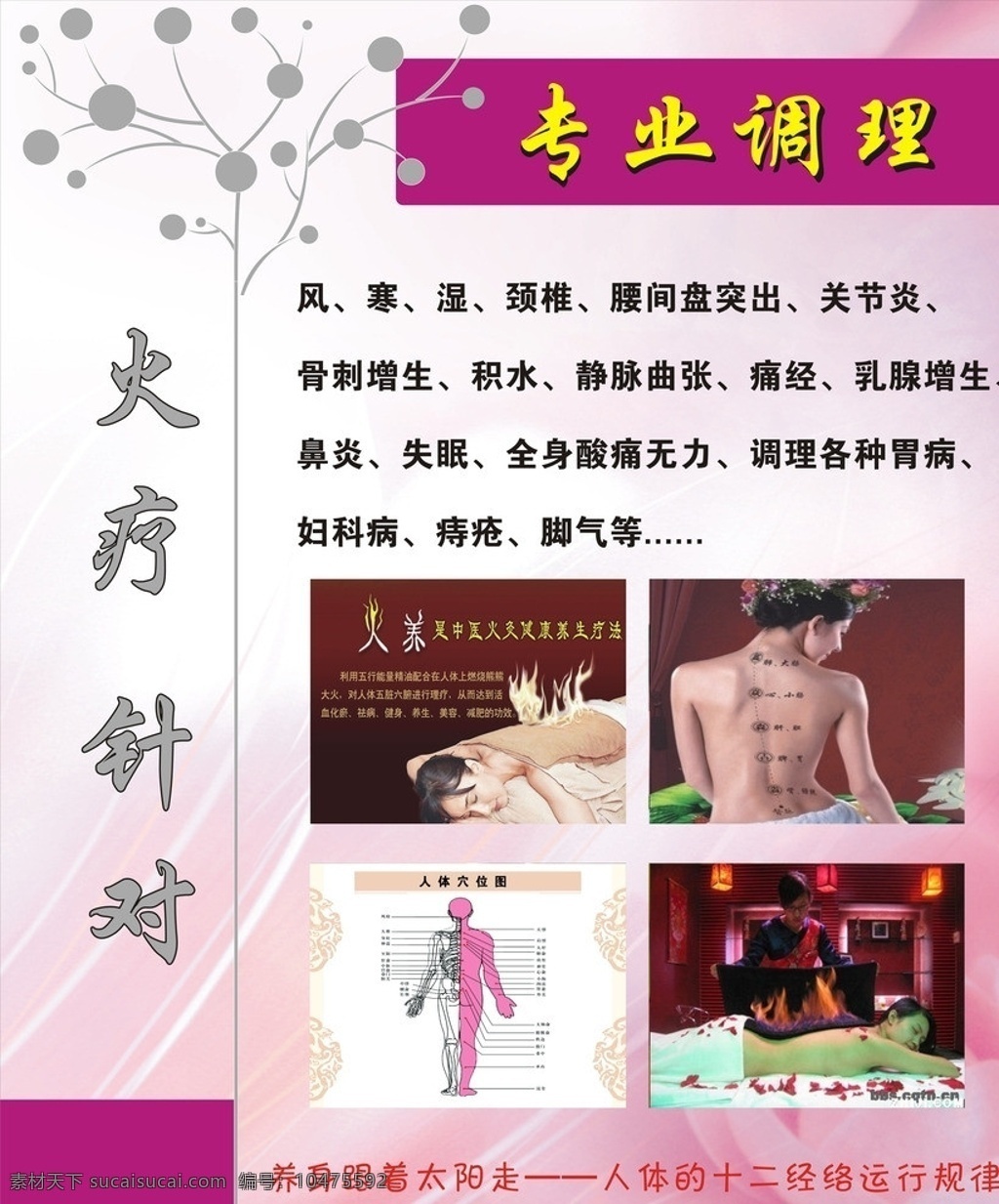 火疗针对 针对 火疗 专业调理 海报 矢量