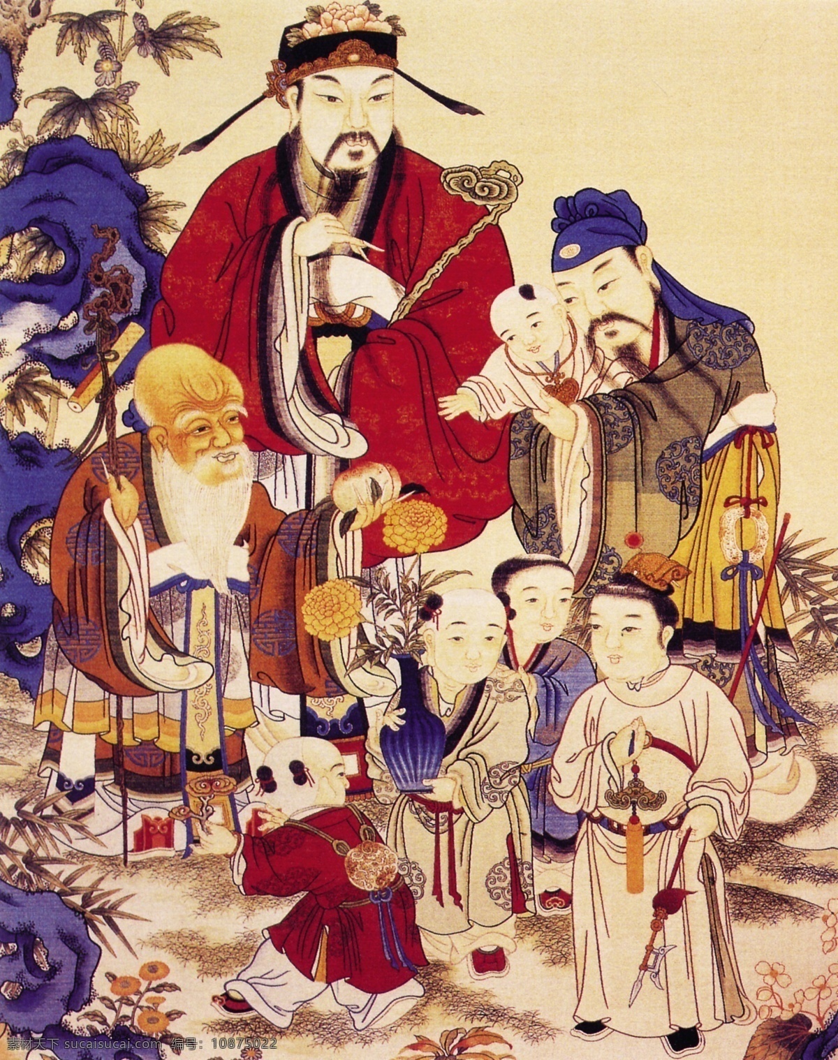 中式 元素 刺绣 福禄寿 大图 古典 布纹 贴图 背景花纹图