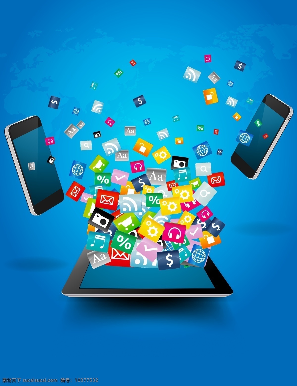 手机 app 应用 广告 背景 手机图标 世界地图 智能手机 平板电脑 平面 时尚手机 手机购物 网络购物 数码科技 海报