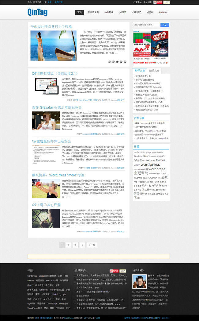 胖子 马 ui 90s s2 主题 seo 白色 博客 简洁 网页素材 网页模板