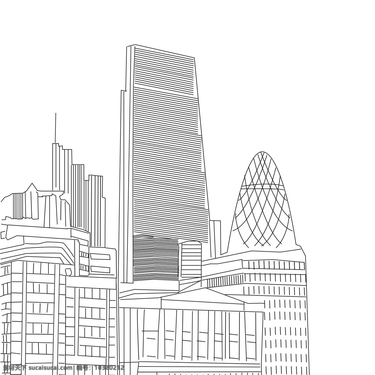 城市 建筑 线 稿 图 线条 黑白 透明底 建筑物 堡垒 高层建筑 高楼大厦线稿 高层
