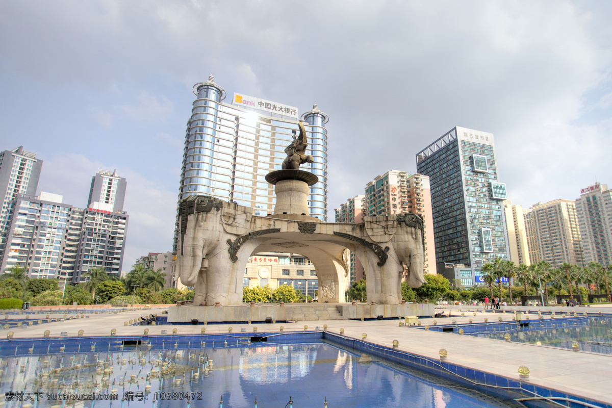 城市大象雕塑 大象雕塑 城市雕塑 光大银行 城市风景 高楼大厦 城市风光 美丽城市景色 环境家居 白色