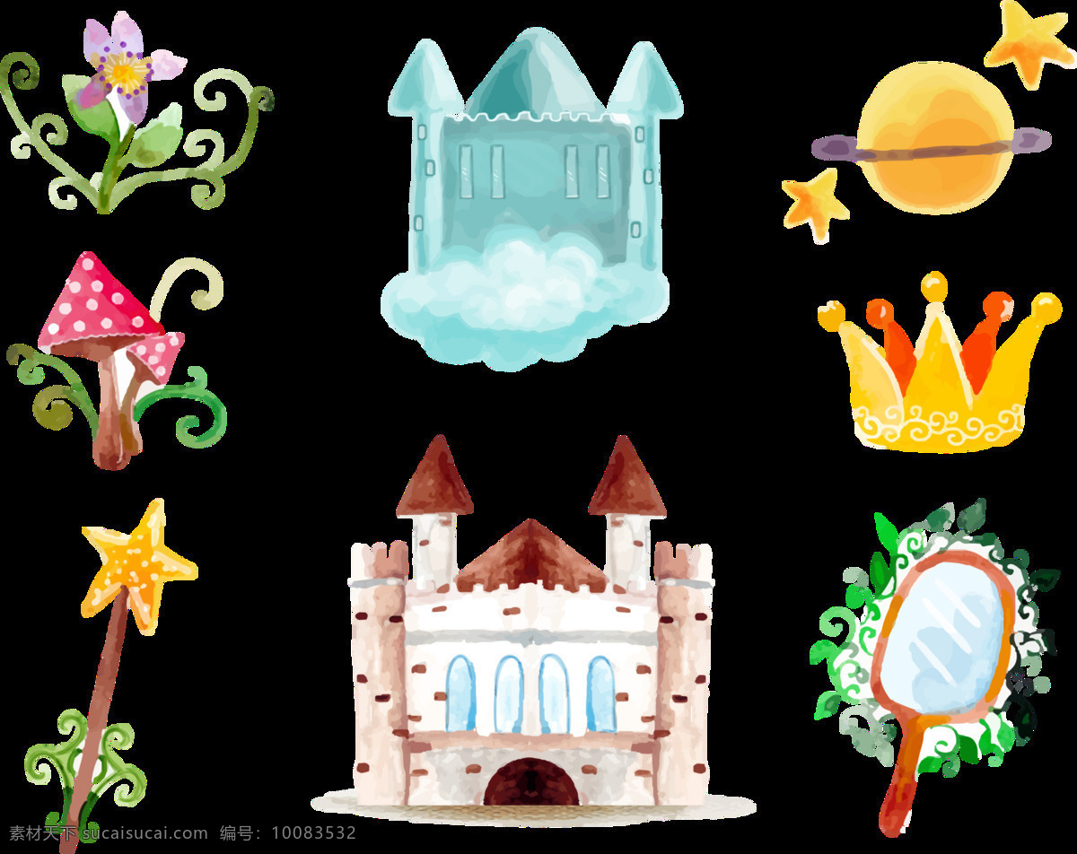 卡通 童话 世界 用品 图案 皇冠 魔法棒 魔镜 童话世界 童话图案 唯美童话素材