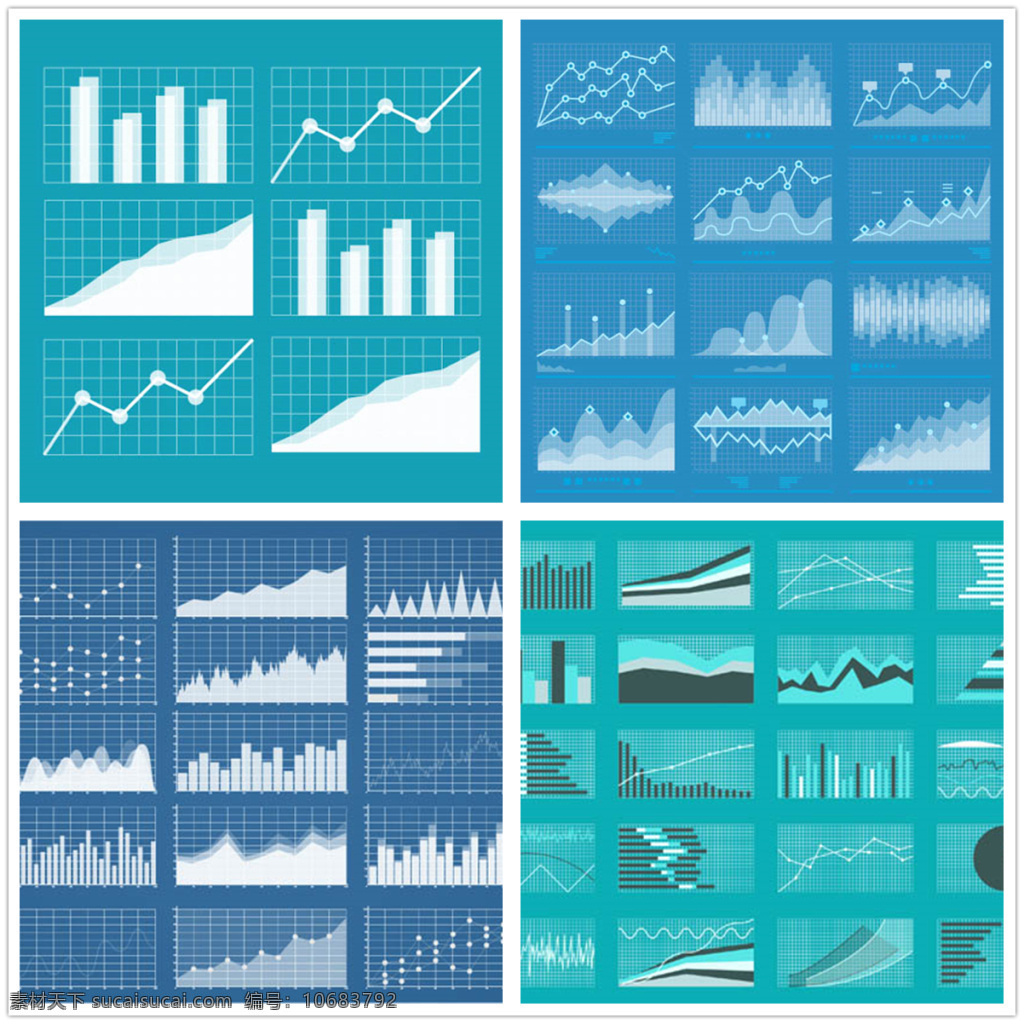 数据统计 图表 矢量 矢量素材 矢量图 设计素材 创意设计 信息图表 数据图表 统计图表 数据分析 点状图 折线图 柱状图 直方图 eps格式 青色 天蓝色