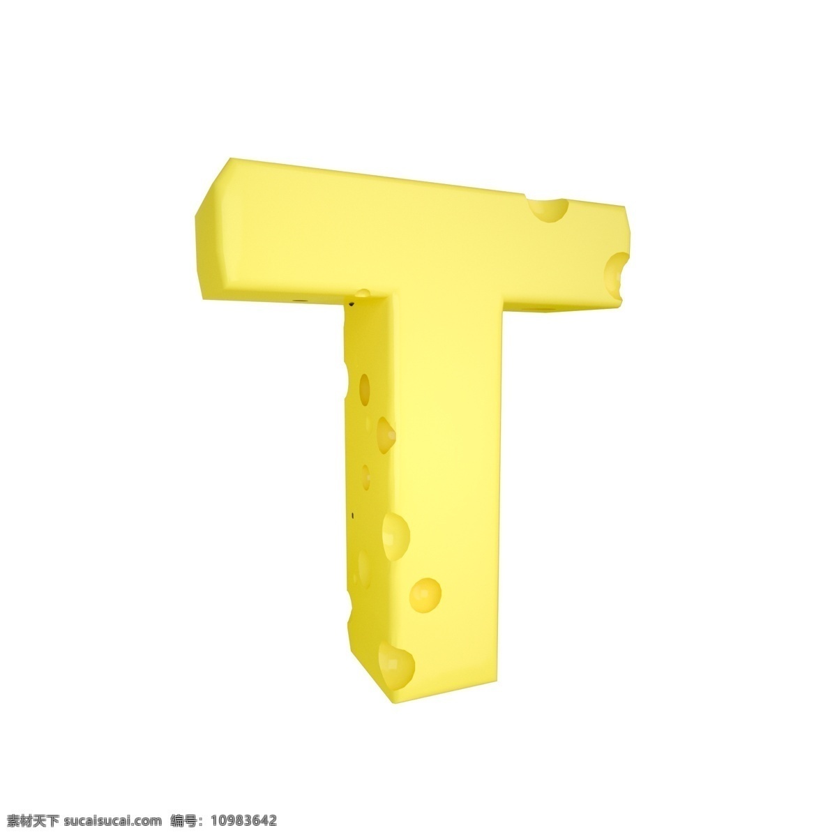 c4d 创意 奶酪 字母 t 装饰 3d 黄色 立体 食物 平面海报配图 电商淘宝装饰 可爱 柔和 字母t