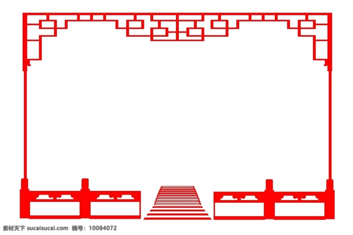 手绘 栏杆 剪纸 边框 插画 红色栏杆 卡通剪纸 镂空边框 红色台阶 中国风 手绘栏杆剪纸 剪纸栏杆 栏杆边框插画