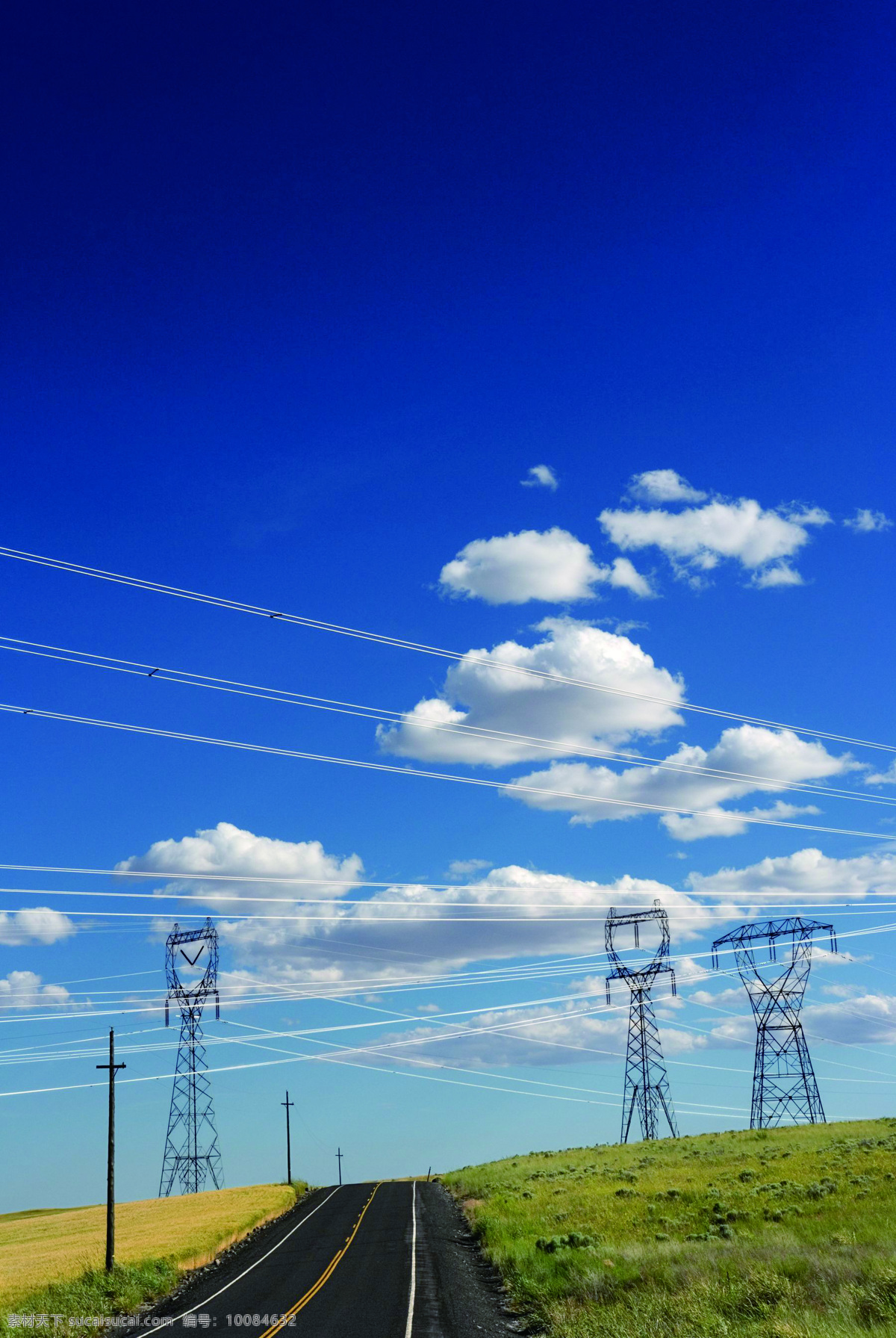 高压电缆 电缆 天空 公路 现代科技 工业生产 工业图片 摄影图库 300