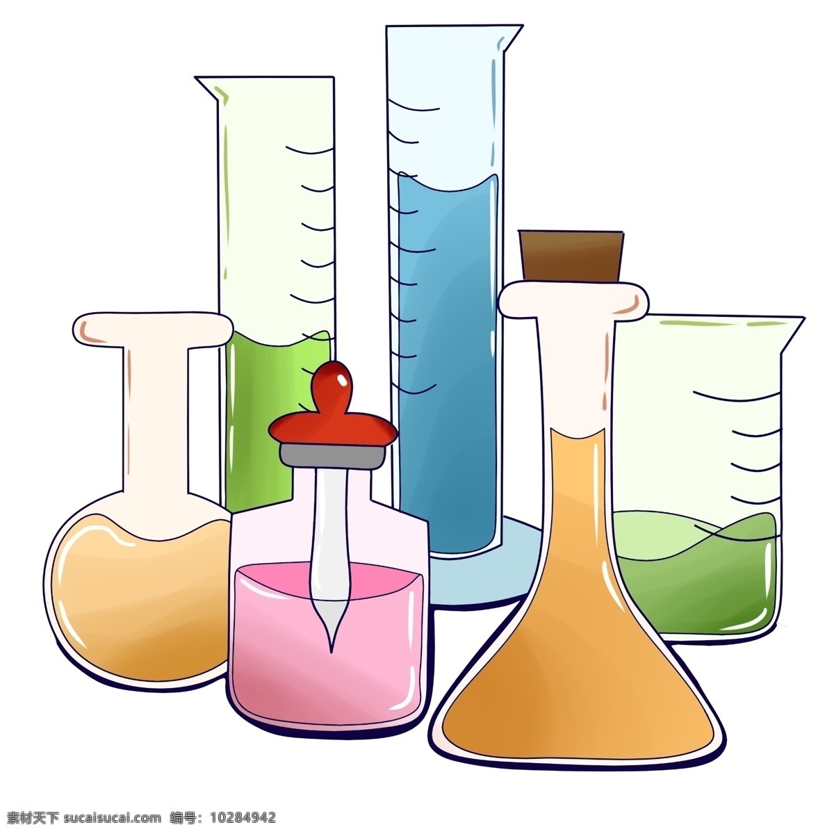 立体 化学 玻璃 器 插图 彩色液体 立体玻璃器 精美的玻璃器 化学用品 化学试剂 医疗检验 试剂瓶 器材