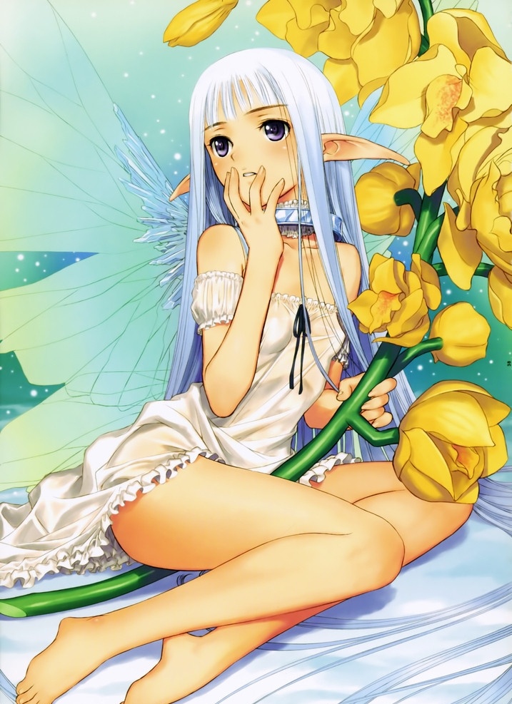 黄色 花朵 可爱 精灵 美丽 女孩 动漫人物 动漫动画