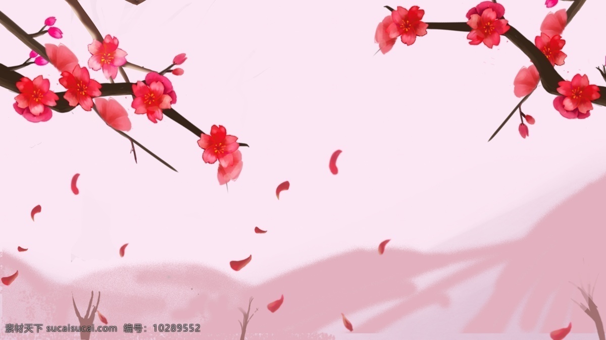 粉色 唯美 花枝 插画 背景 花卉背景 小清新背景 植物背景 水彩背景 通用背景 粉色背景 花瓣