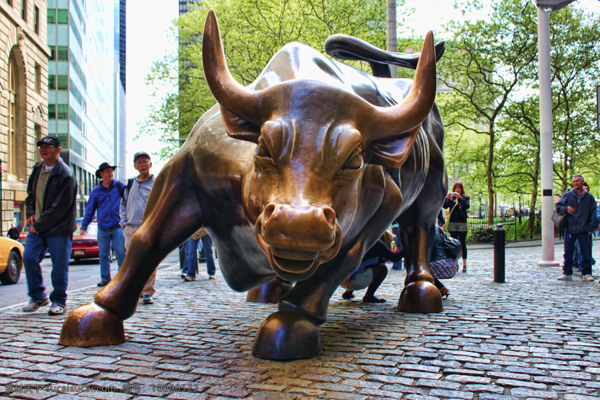 铜牛 雕塑 雕像 牛 红牛 纽约 地标 美国 建筑园林