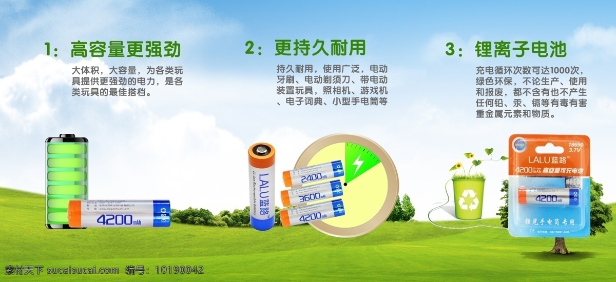 电池 绿色 草地 包装 环保 电力表 天空 蓝色 电量 树叶 白色