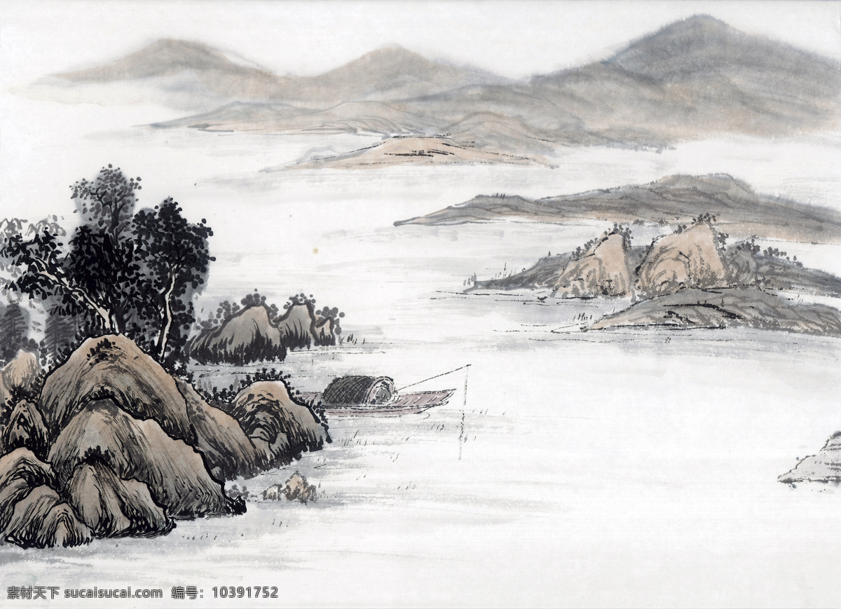 山水画 国画0049 国画 设计素材 山水画篇 中国画篇 书画美术 白色