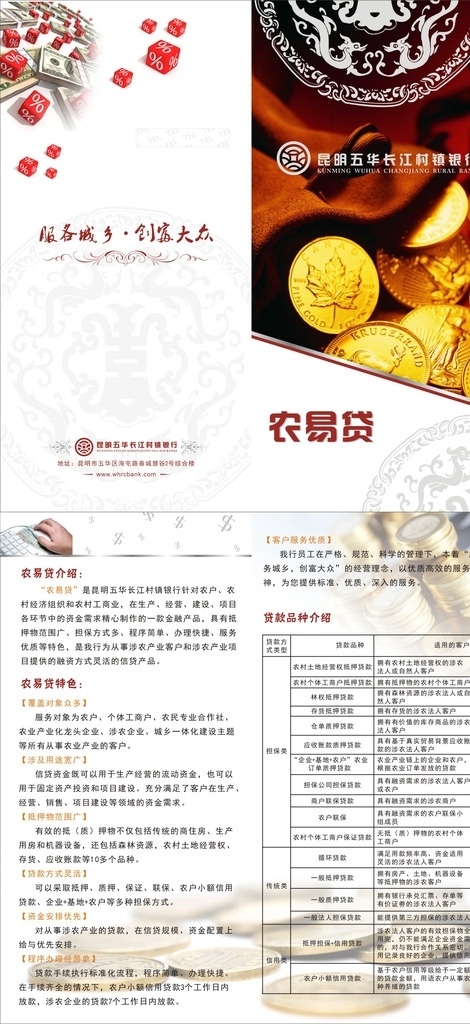 银行 贷款 小额代款 农易贷 宣传单 二折页 红色 dm宣传单