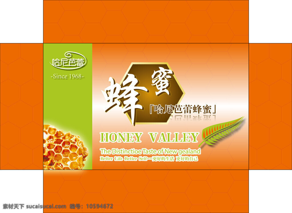 现代 蜂蜜包装盒 包装 简单 时尚 橙色