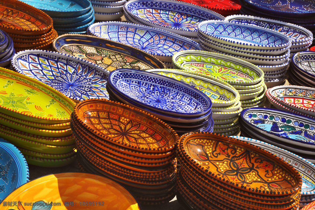 摩洛哥 陶瓷 摩洛哥陶瓷 瓷器 陶器 器皿 陶瓷制品 城市风光 环境家居 黑色