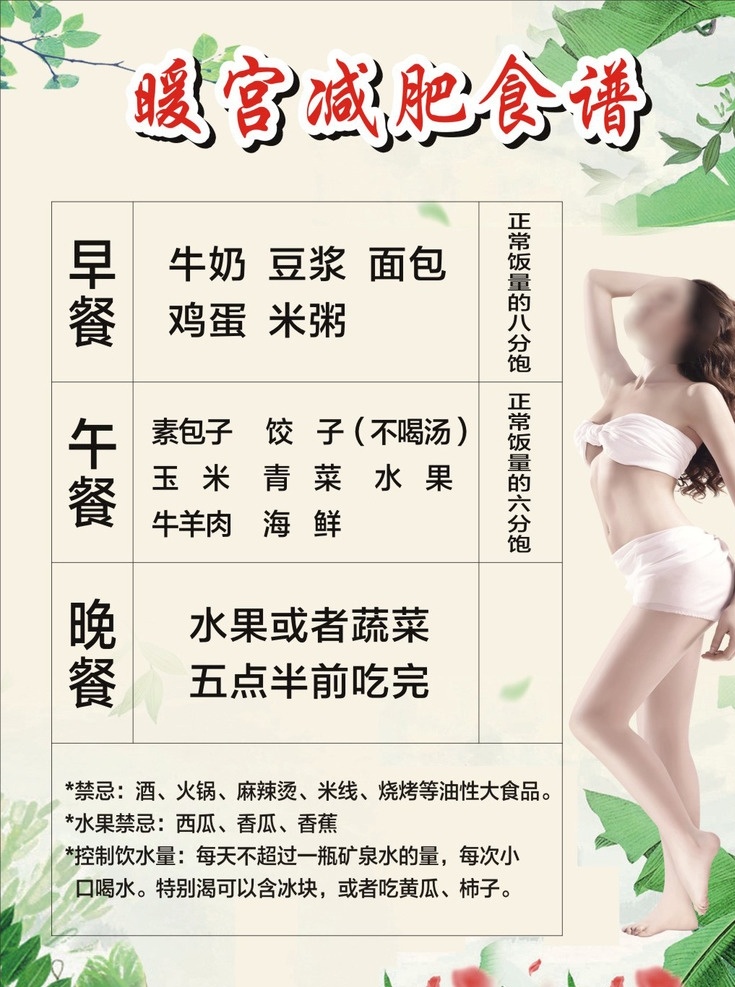 减肥食谱 减肥 食谱 暖宫 健康 健身 早餐 午餐 晚餐 室外广告设计
