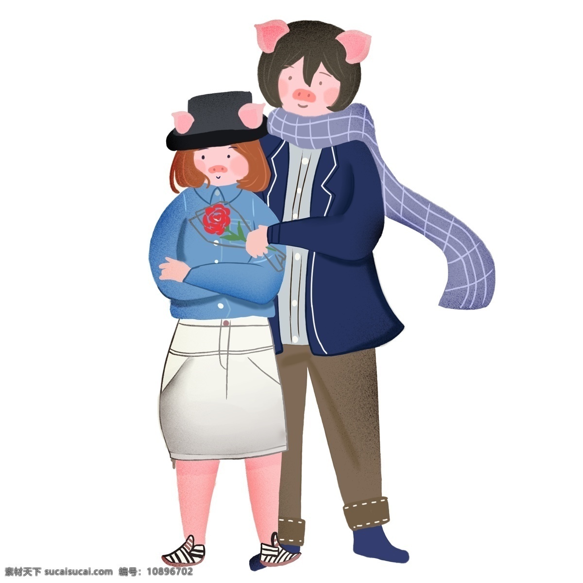 卡通 手绘 幸福 情侣 猪 人 创意 海报 创意海报 可爱 创意设计 卡通手绘 水彩 彩色 猪猪人 小猪男孩 小猪女孩