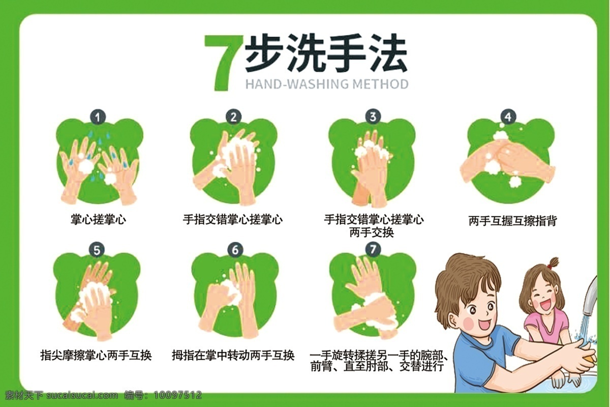 7步洗手法 洗手 洗手法 干净 卫生