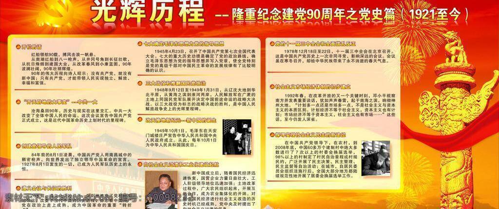 精美 建党 周年 党史 篇 展板模板 光辉历程 矢量 其他展板设计