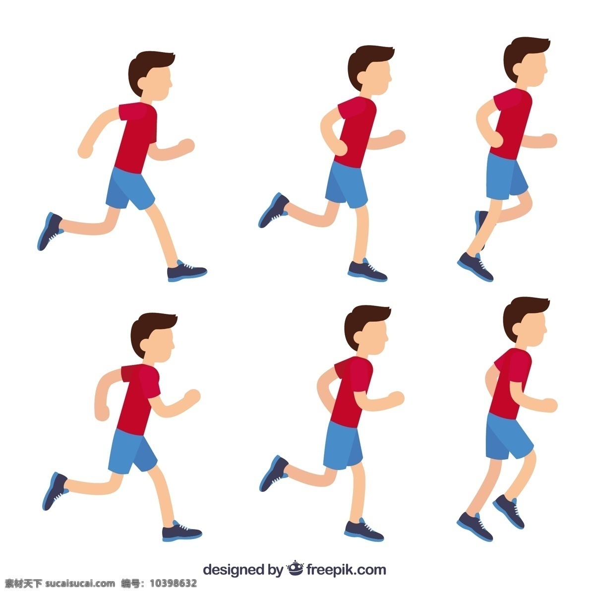 男孩 跑步 运动 图案 集合 跑步运动