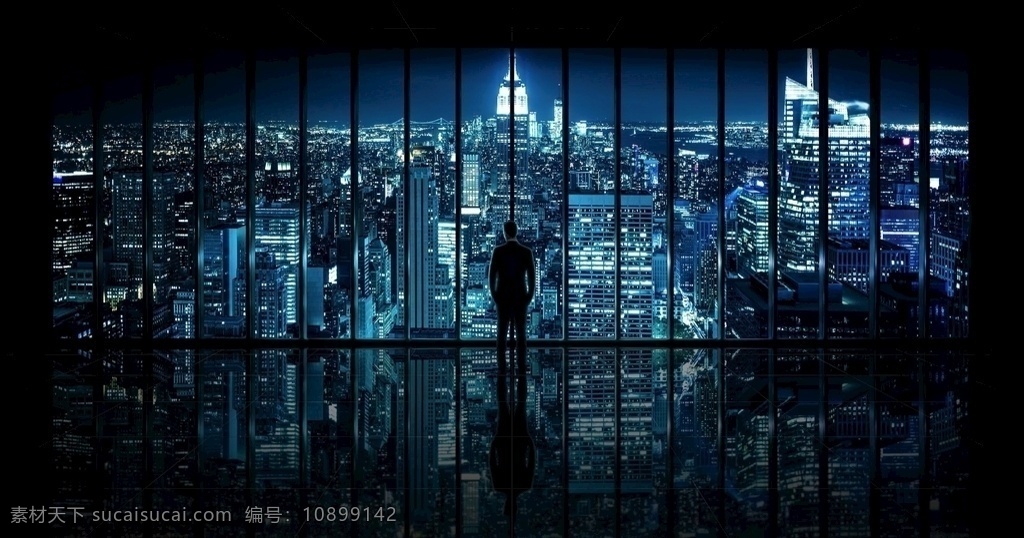 夜景报道 夜景 暗色系 大楼 蓝光 背影 商务金融 商务场景