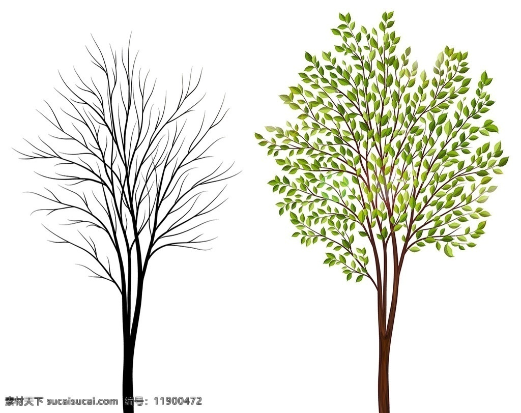 卡通树 树 树干 绿树 枝叶 艺术树 树叶 许愿树 矢量树 各类矢量树 矢量素材 生物世界 树木树叶 矢量图库