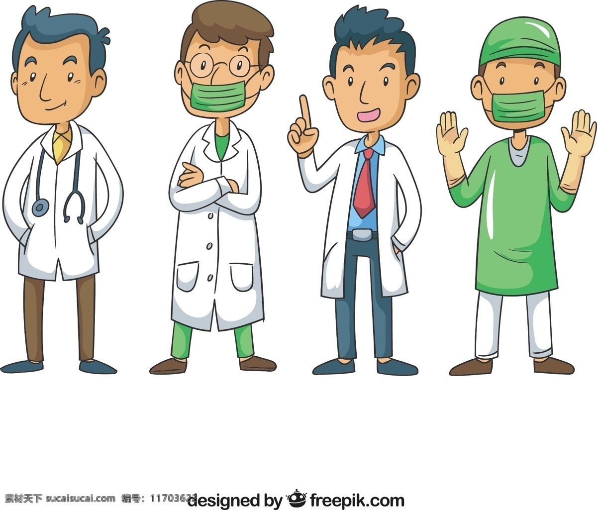 可爱 专业 医生 手 医疗 人 卡通 手绘 健康 科学 微笑 快乐 医院 医药 帽子 绘画 面具 白色 实验室 护理