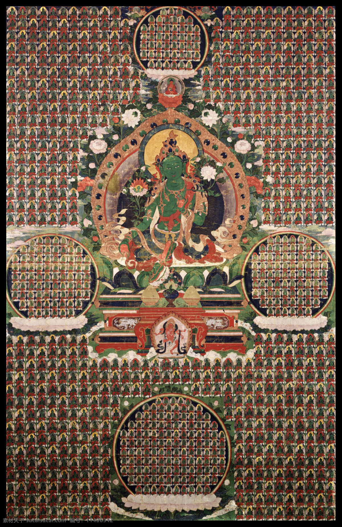 绿度母 唐卡 老唐卡 传承 西藏 藏传 佛教 密宗 法器 佛 菩萨 成就 成就者 大德 喇嘛 活佛 宗教信仰 文化艺术