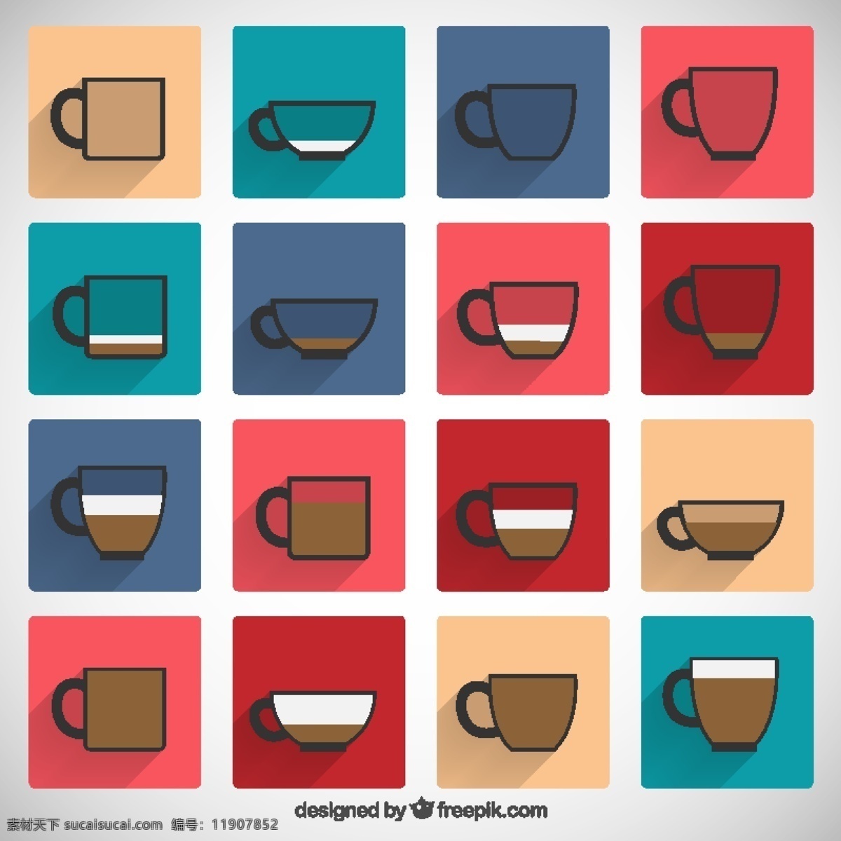 各种咖啡种类 咖啡 饮料 咖啡杯 杯子 品种 类型 白色