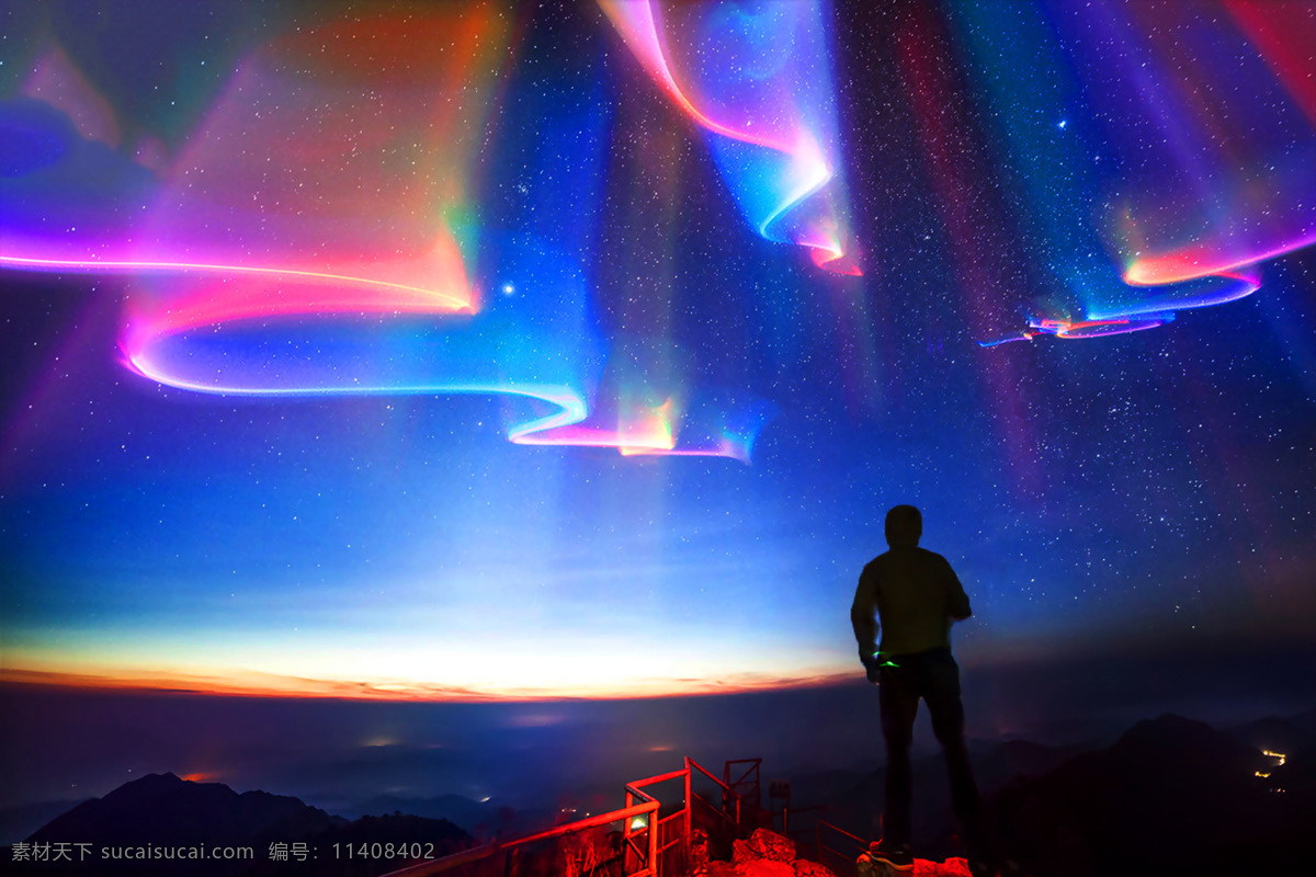 北极光 彩色极光 夜幕 星空 自然风景 自然景观