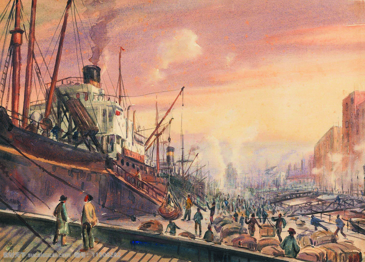 工人 绘画书法 轮船 美术 水彩画 文化艺术 船埠设计素材 船埠模板下载 船埠 潘思同水彩画 名家水彩画 造船厂 水彩画艺术 潘 思 作品