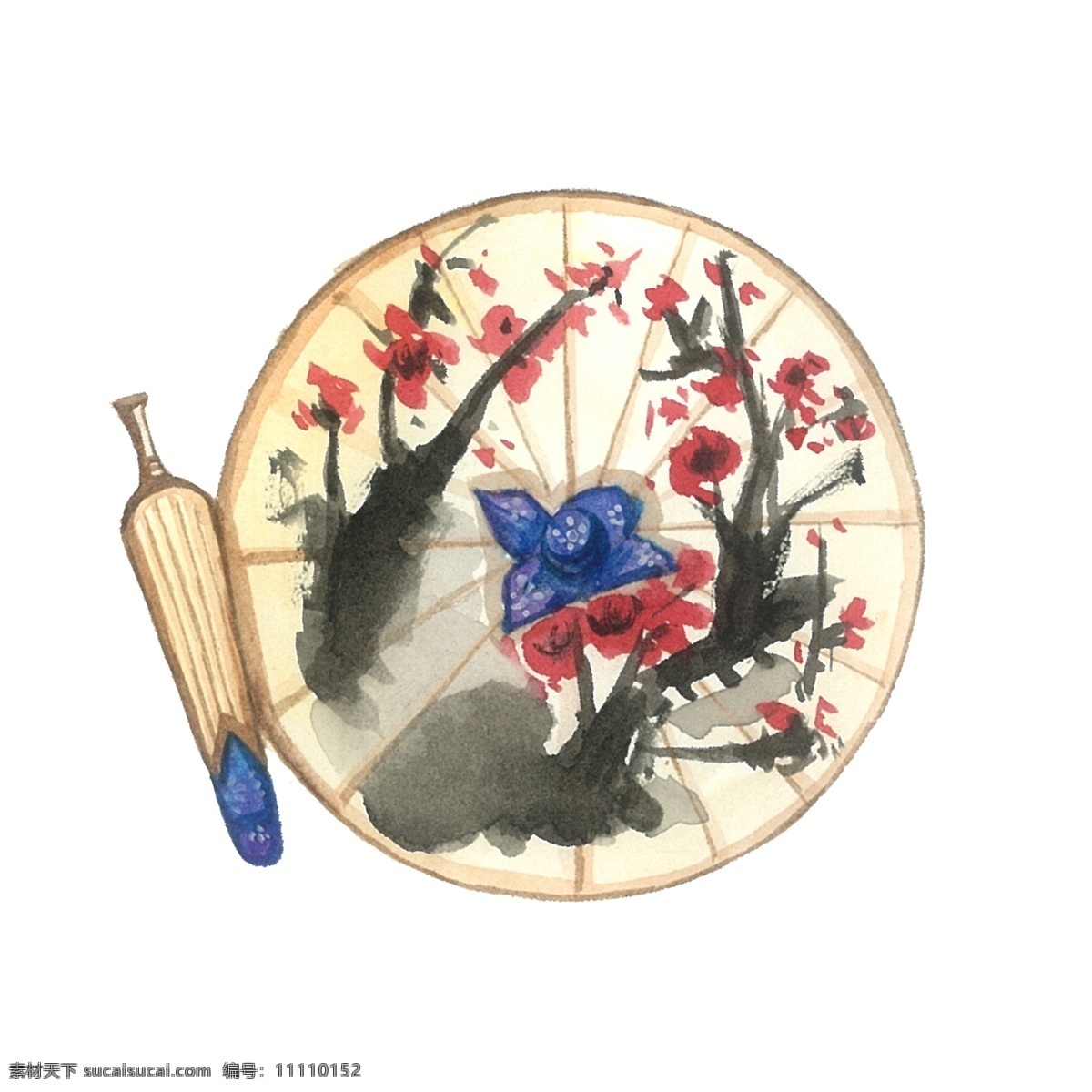 彩色 水彩 油纸伞 国画 中国 风 水墨 古典 东方 流苏 花纹 折伞 中国画 花鸟 工笔 下雨 雨天 雨季 传统 工艺 手作 淑女 黄梅 江南