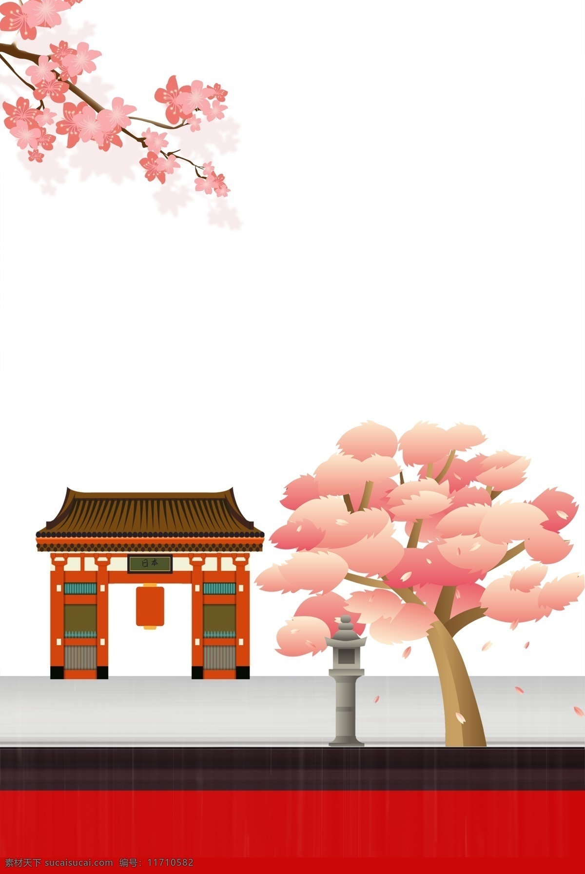 暑假 日本旅游 背景 海报 暑期 日本 旅游 神社 日本建筑 樱花 日系